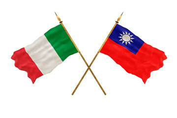 Background for designers. National Day. 3D model National flags Italy and Taiwan