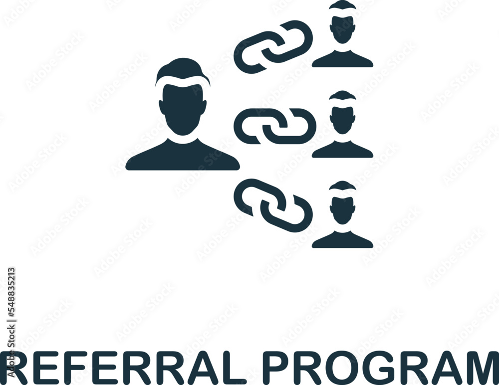 Poster referral program icon. monochrome simple talent development icon for templates, web design and infog