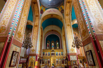 Fototapeta na wymiar Interiors of Alexander Nevsky cathedral on Toompea hill, Tallinn, Estonia