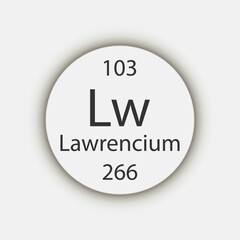 Lawrencium symbol. Chemical element of the periodic table. Vector illustration.