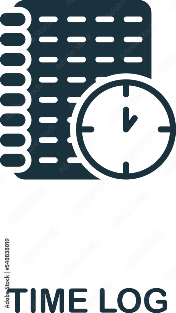 Poster time log icon. monochrome simple time management icon for templates, web design and infographics