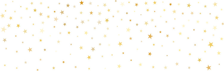Gold stars vector background, sparkling Christmas confetti falling isolated on white. magic shining flying stars glitter backdrop, sparkle border