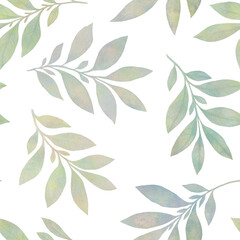 watercolor abstract leaves, seamless pattern for design.