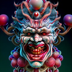 Naklejka premium Midjourney abstract render of an evil clown