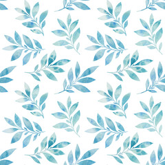 delicate watercolor seamless pattern for wallpaper. Green leaves, watercolor illustration, abstract ornament from branches