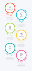 Vertical infographic design with icons and 6 options or steps. Thin line. Infographics business concept. Can be used for info graphics, flow charts, presentations, mobile web sites, printed materials.