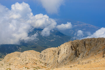 View from the top of Mount Tahtali of Antalya province in Turkey. Popular tourist spot for sightseeing and skydiving