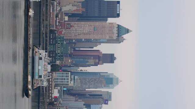 NYC Manhattan skyline vertical video format in 4k resolution