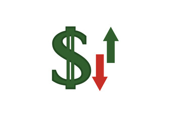 Dollar exchange rate. Dollar icon. Arrows. Vector