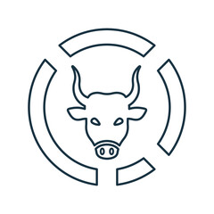 Report, chart, diagram, bull, cow outline icon. Line art vector.
