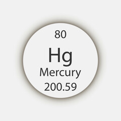 Mercury symbol. Chemical element of the periodic table. Vector illustration.