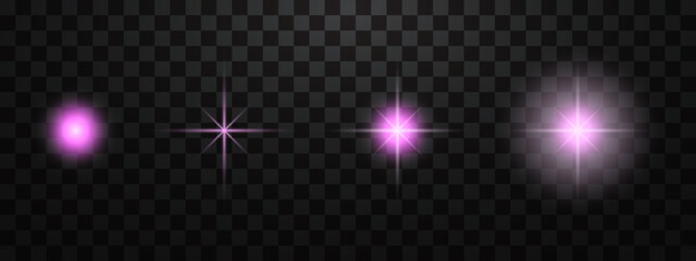 Purple glowing light effect  for lamp on transparent background