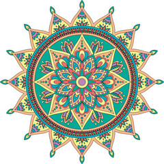 Colorful hand drawn mandala. Round pattern for your design.