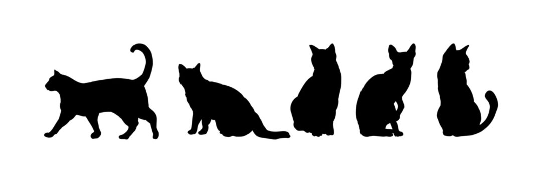 set of silhouettes, set of cats