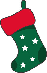 christmas xmas sock decor red green gold snowflakes santa