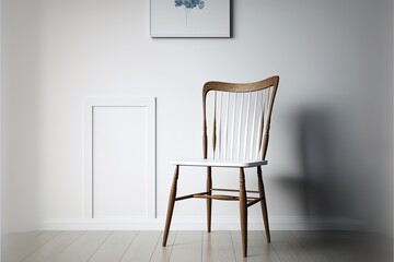 Vertical Shot Of A Wooden Chair Behind A White