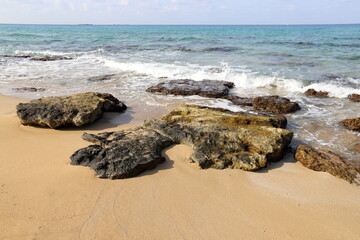 Stones on the shore of the Mediterranean Sea.