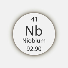 Niobium symbol. Chemical element of the periodic table. Vector illustration.