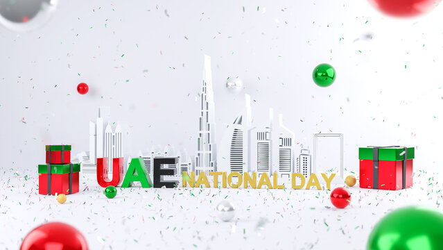 UAE National day concept 3D background image, United Arab Emirates National day 