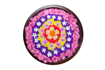 Ornately decorated exotic flower bowl, close-up.
