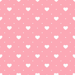 Cute hearts and polka dot vector seamless pattern for baby or Valentine's Day - 548845286
