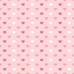 Cute seamless vector pattern with wonderful small hearts on pastel pink background - 548845299