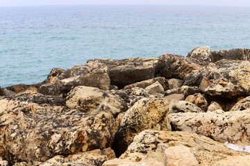 Stones on the shore of the Mediterranean Sea.