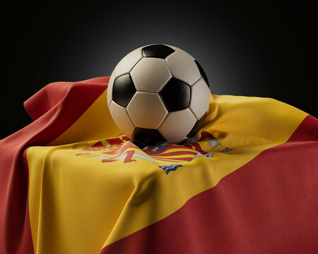 Soccer Ball And Spain Flag