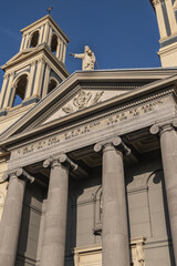 Moses and Aaron Church (Mozes en Aaronkerk) at Waterlooplein neighborhood is officially Roman Catholic Church of St. Anthony of Padua (Sint-Anthoniuskerk, 1841). Amsterdam, The Netherlands.