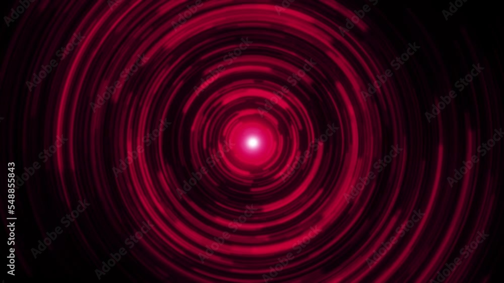 Poster red hyperspace jump with red light effects optical light time travel concept. abstract circle red li