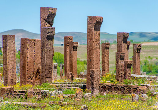 Historical Ahlat Seljuk Square Cemetery in Spring