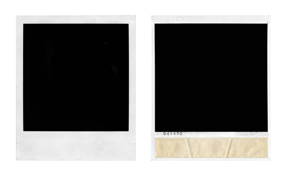 blank polaroid photo frames, template, front and back on transparent background, extracted, png file