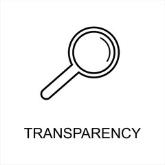 Transparency linear icon. Lens magnifier icon transparency. Linear design symbol with thin line and monochrome outline minimal style. Vector illustration