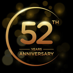 Obraz na płótnie Canvas 52th Anniversary. Anniversary logo design with golden ring for Anniversary celebration event. Logo Vector Illustration