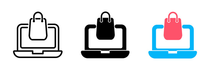 laptop shopping bag money pay payment transaction buy ecommerce icon eps 10