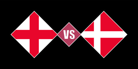 England vs Denmark flag concept. Vector illustration.