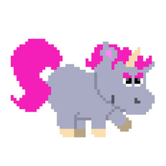 8 bits of colorful unicorn pixels. Fairytale animals for game icons