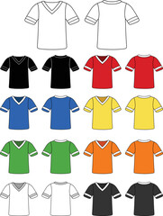 Sports Jersey Front and Back Clipart Set - Outline, Silhouette & Color