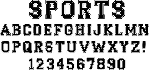 Sports Alphabet Letters and Numbers Clipart - Silhouette Stamp