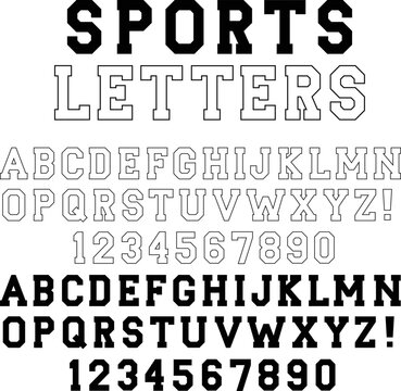 Sports Alphabet Letters and Numbers Clipart - Outline and Silhouette
