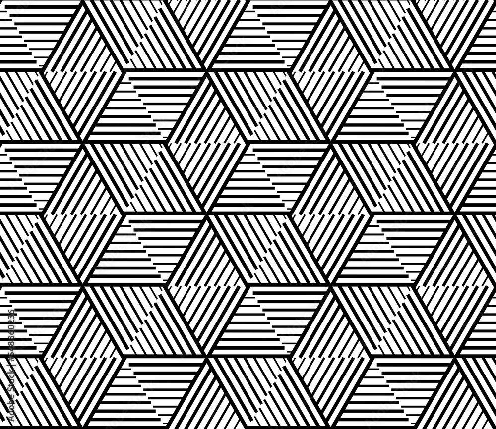 Wall mural vector seamless texture. modern geometric background with hexagonal tiles and stripes.