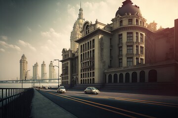 Buildings And Highway In The Bund Of Shanghai, China