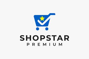 shopping cart logo with star