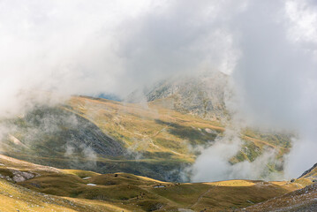 Clouds of rain on the mountains.