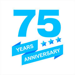 75th anniversary celebration vector template, bright creative 75th birthday logo design with beautiful ribbon. vector eps10