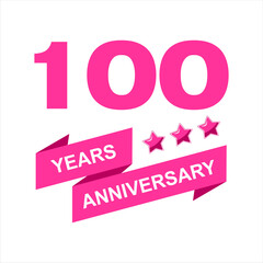 100th anniversary celebration vector template, bright creative 100th birthday logo design with beautiful ribbon. vector eps10