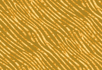 Full Seamless Zebra Tiger Worn Pattern Textile Texture. Distressed Vector Background. Brown Orange Animal Skin for Women Dress Fabric Print.
