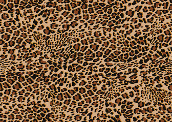 Full seamless leopard cheetah texture animal skin pattern. Brown textile fabric print. Suitable for fashion use. Vector illustration.