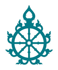 Nila Chakra isolated on white background. Sacred symbol of Shree Jagannatha Mahaprabhu mounted on the top shikhar of the Jagannath Temple in Puri