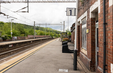 Longport, Stoke on Trent United kingdom June 08 2022  empty platform 1 no passengers no trains , industrial action strike concept
